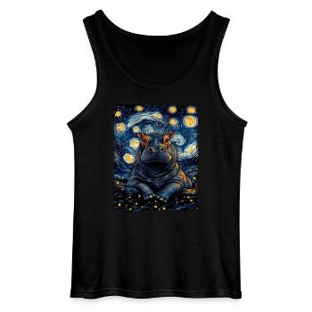 Hippopotamus Pygmy Hippo Animal Starry Night - Gildan Men’s Tank Top - black - Front - AI Model Male 185 dark (185cm)