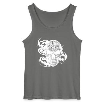 Brennender grinsender Tattoo Schädel - Gildan Männer Tank Top - Anthrazit - Vorne - AI Model Male 185 dark (185cm)