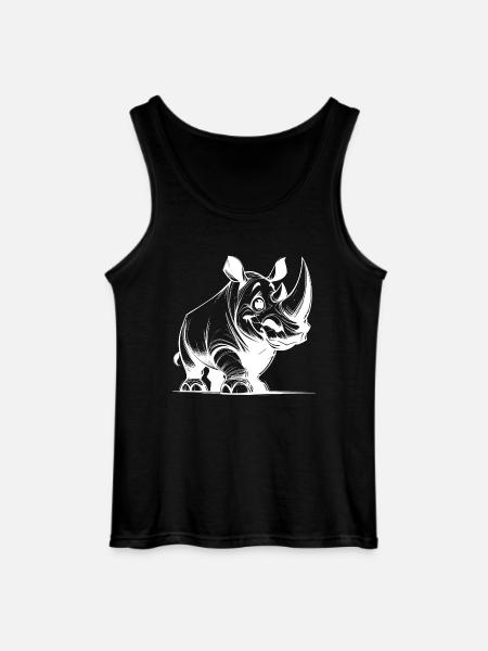 Grinning Rhinoceros Stroke Drawing Sketch - Gildan Men’s Tank Top - black