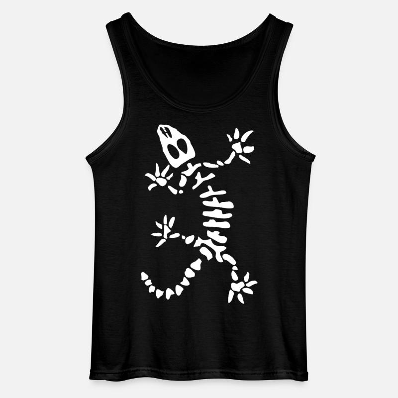 Gecko Skelett: Echse, Reptil & Knochen - Gildan Männer Tank Top - Schwarz