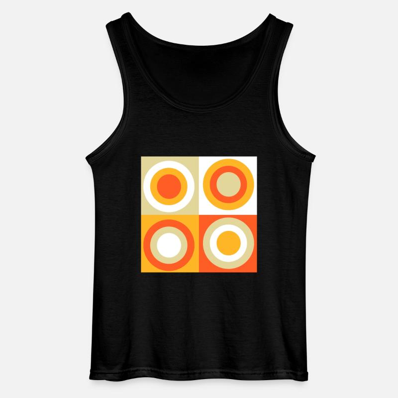 70s Pattern Circles Squiggle - Gildan Men’s Tank Top - black