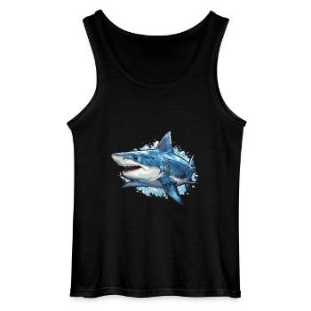 White Shark Fish Sea - Gildan Men’s Tank Top - black - Front - AI Model Male 185 dark (185cm)