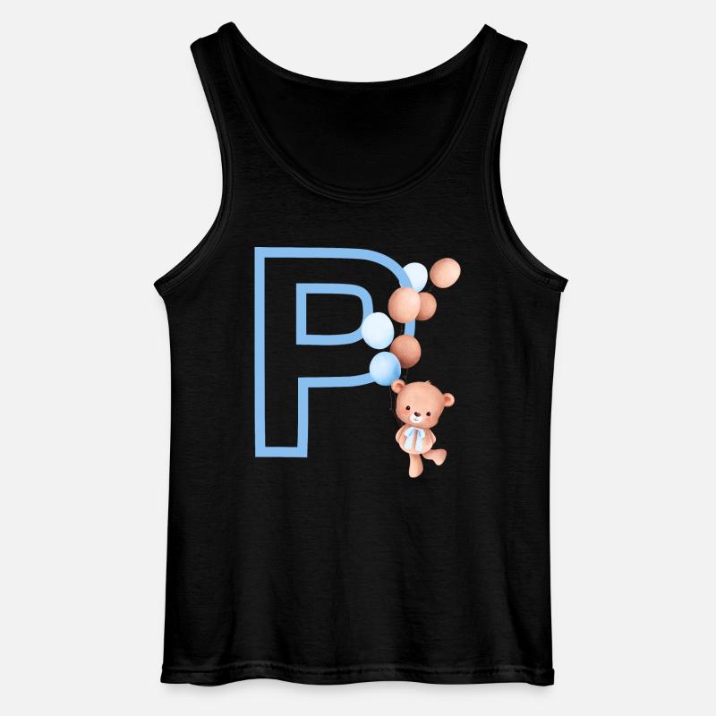 Blauer Buchstabe P Bär - Gildan Männer Tank Top - Schwarz