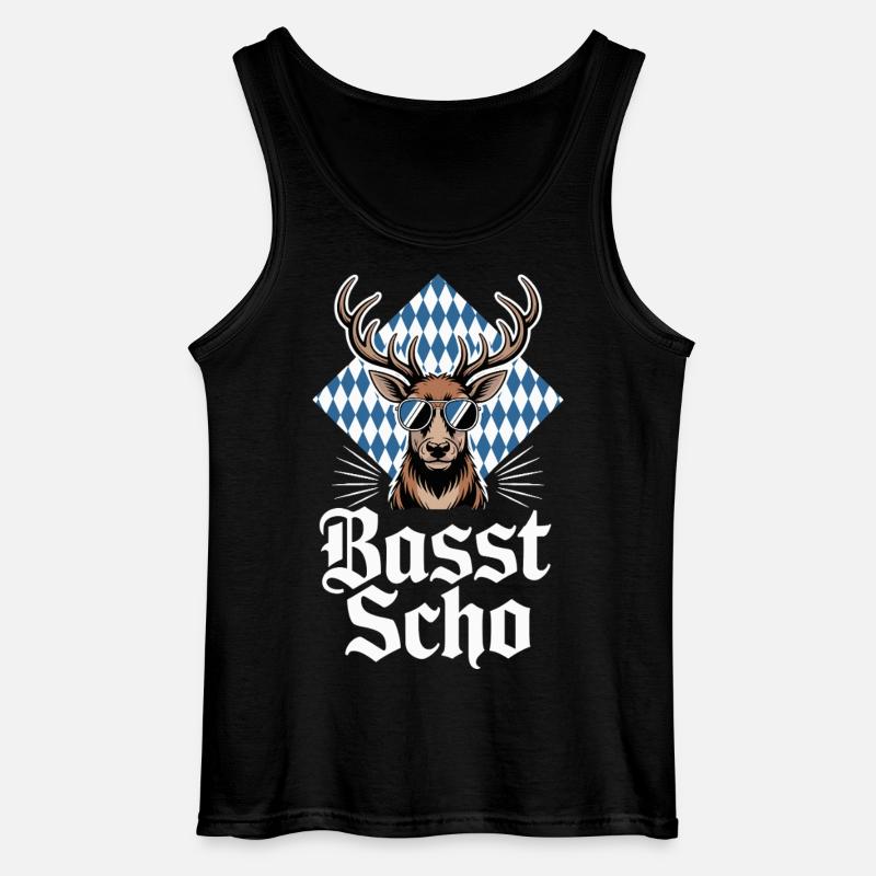 Elch Bayerischer Hirsch Sonnenbrille Basst Scho - Gildan Männer Tank Top - Schwarz
