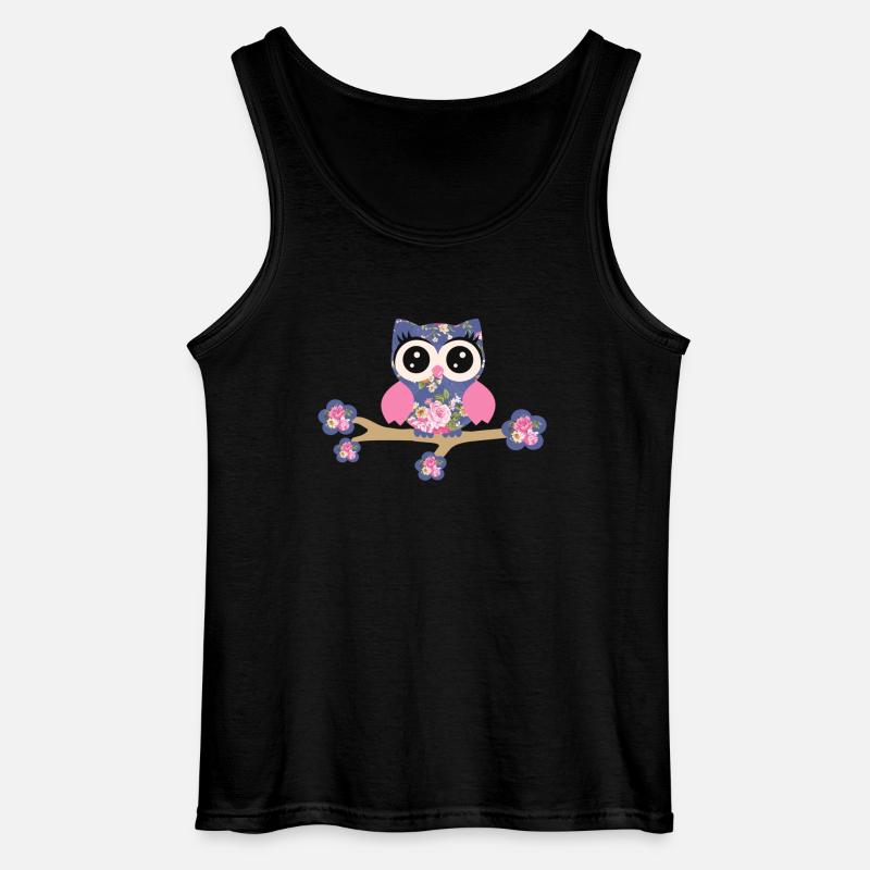 Eule Rosenmuster - Gildan Männer Tank Top - Schwarz