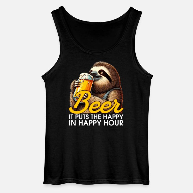 Happy Hour Bier Faultier Geschenk - Gildan Männer Tank Top - Schwarz