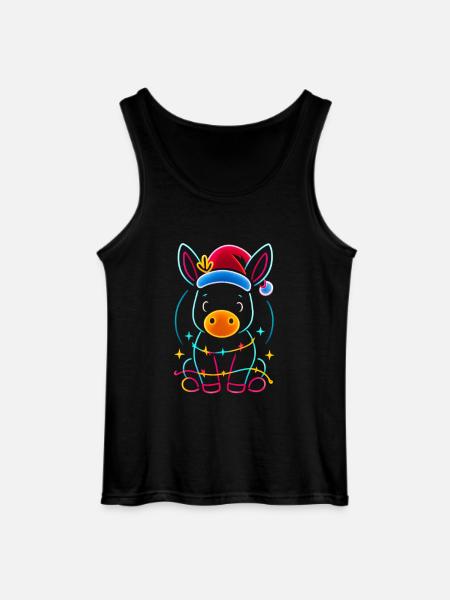 Donkey Elf Christmas Funny Gift - Gildan Men’s Tank Top - black