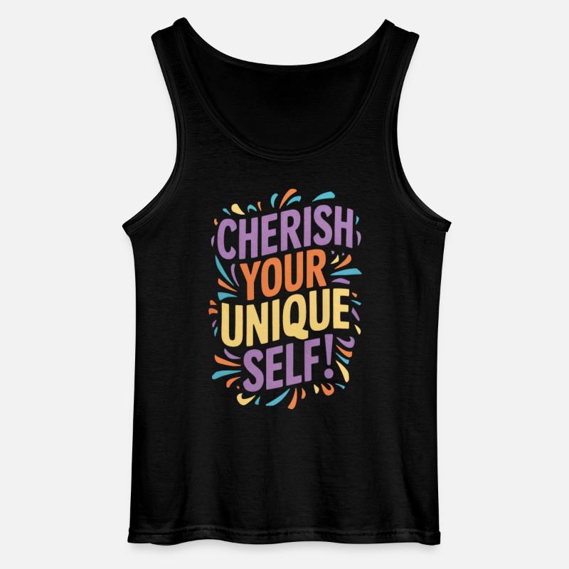 Cherish Your Unique Self Botschaft - Gildan Männer Tank Top - Schwarz