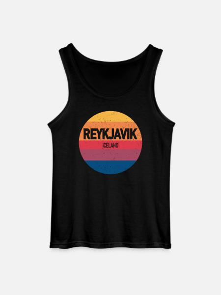 Retro Sunset Souvenir Reykjavik Iceland - Gildan Men’s Tank Top - black