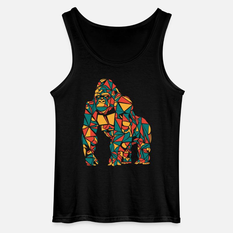 Bunter Geometrischer Gorilla - Gildan Männer Tank Top - Schwarz