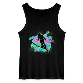 Ski jumping - Gildan Men’s Tank Top - black - Front - AI Model Male 185 dark (185cm)