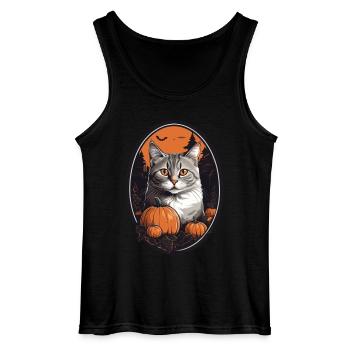 Halloween Cat - Gildan Men’s Tank Top - black - Front - AI Model Male 185 dark (185cm)