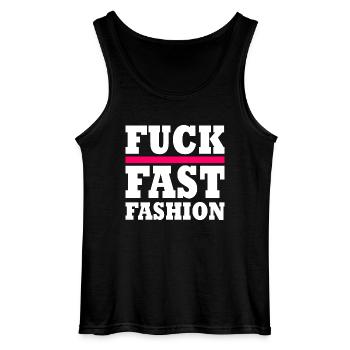 Fuck fast fashion - Débardeur Gildan Homme - noir - Devant - AI Model Male 185 dark (185cm)