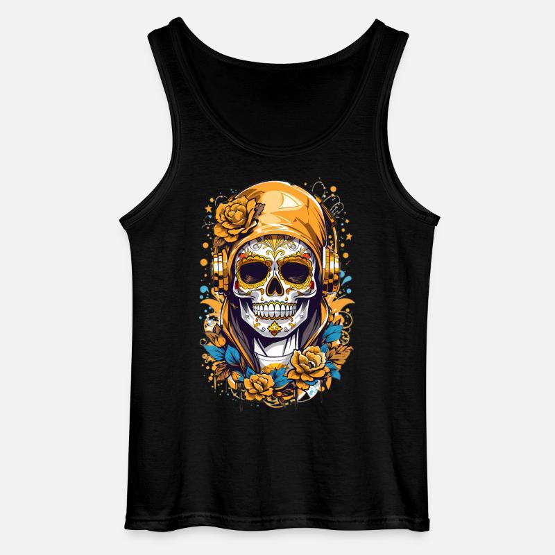 Goldene Zucker Schädel - Gildan Männer Tank Top - Schwarz