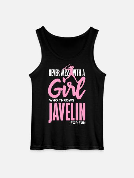Javelin thrower with fun statement - Gildan Men’s Tank Top - black