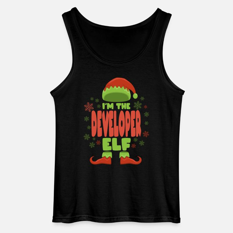 Software Developer Christmas Elf - Gildan Men’s Tank Top - black