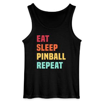 Eat Sleep Pinball Repeat - Pinball machines - Gildan Men’s Tank Top - black - Front - AI Model Male 185 dark (185cm)
