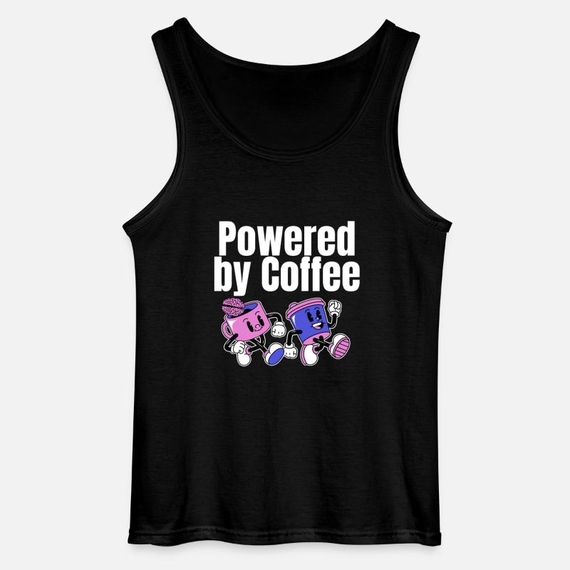 Powered by Coffee - Gildan Männer Tank Top - Schwarz