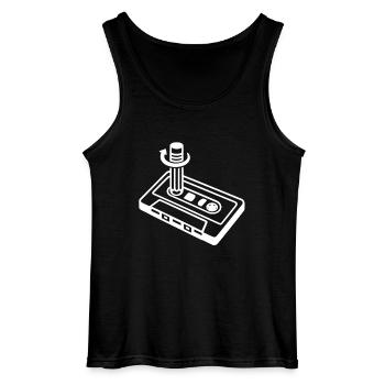 Cassette et stylo - Crayon - Débardeur Gildan Homme - noir - Devant - AI Model Male 185 dark (185cm)