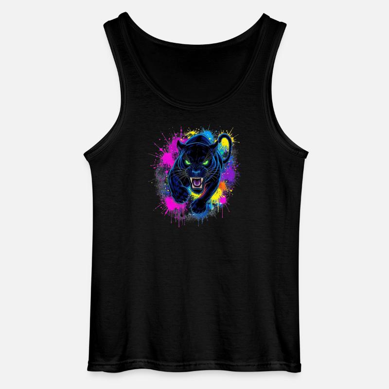 Neon Panther Farbexplosion - Gildan Männer Tank Top - Schwarz