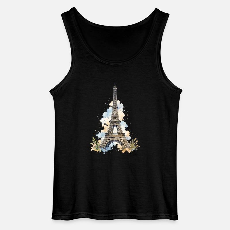 Wasserfarbe Eiffelturm Impression - Gildan Männer Tank Top - Schwarz