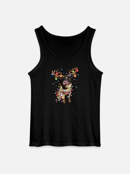 Christmas Piggie - Cute Piggy Xmas Holiday Pig - Gildan Men’s Tank Top - black