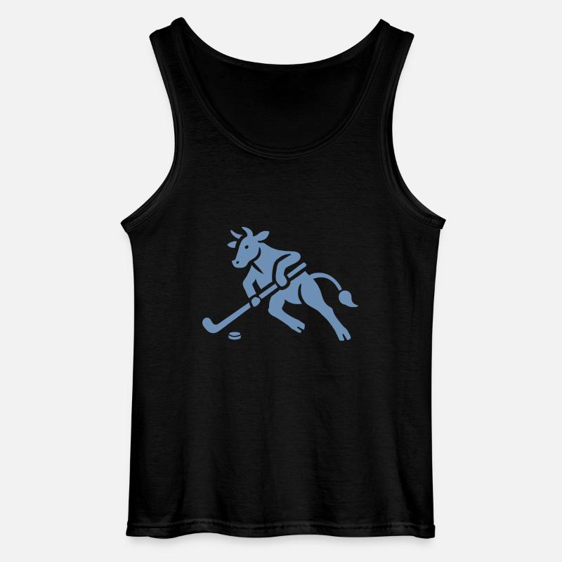 Kuh Bulle Eishockeyspieler Silhouette - Gildan Men’s Tank Top - black