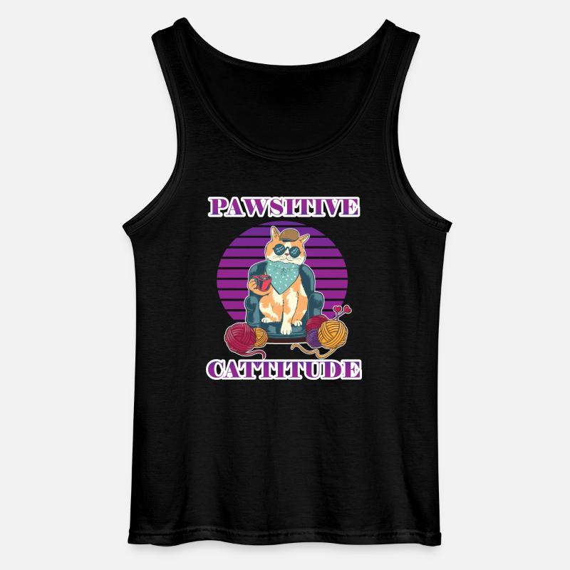 Pawsitive Cattitude - Gildan Männer Tank Top - Schwarz