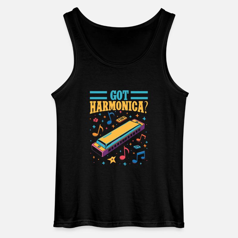 Funny Harmonica Player Got Harmonica - Gildan Männer Tank Top - Schwarz