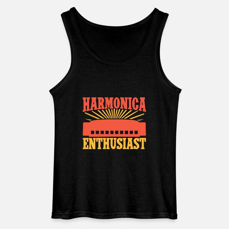Funny Harmonica Player Enthusiast Harmonica - Gildan Men’s Tank Top - black