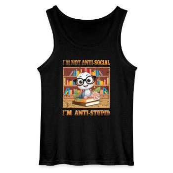 Smart Worm - Gildan Men’s Tank Top - black - Front - AI Model Male 185 dark (185cm)