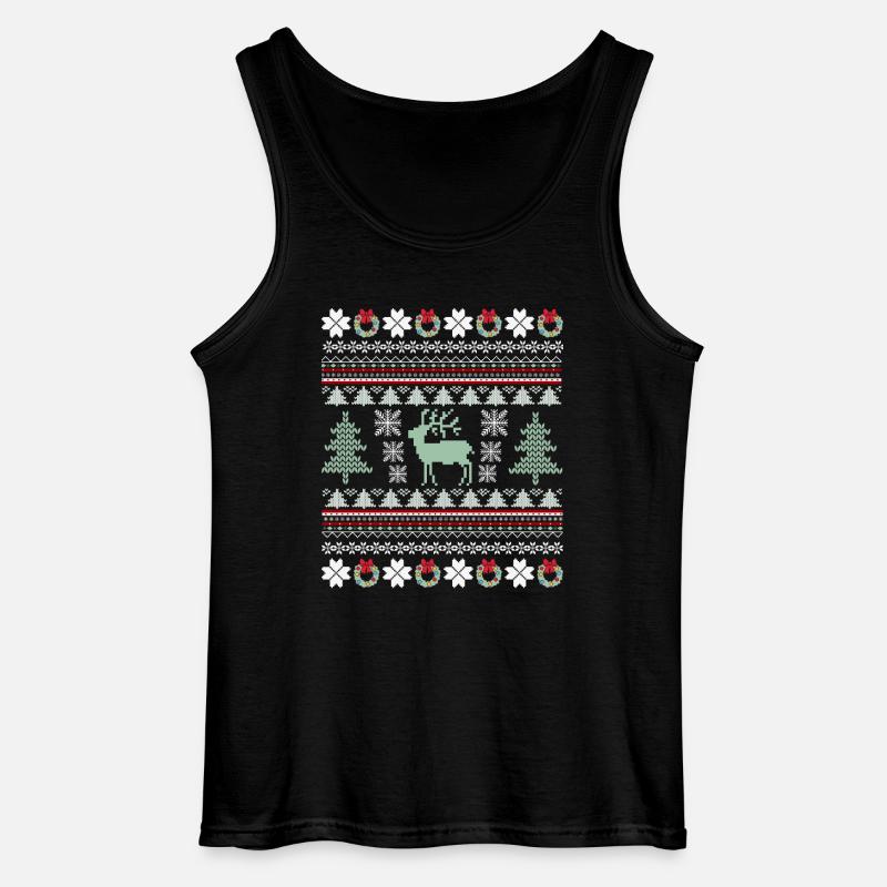 Retro Christmas Pattern - Gildan Men’s Tank Top - black