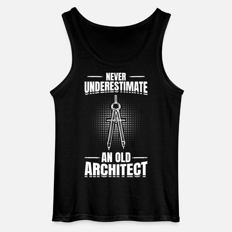 Never Underestimate An Old Architect - Gildan Men’s Tank Top - black