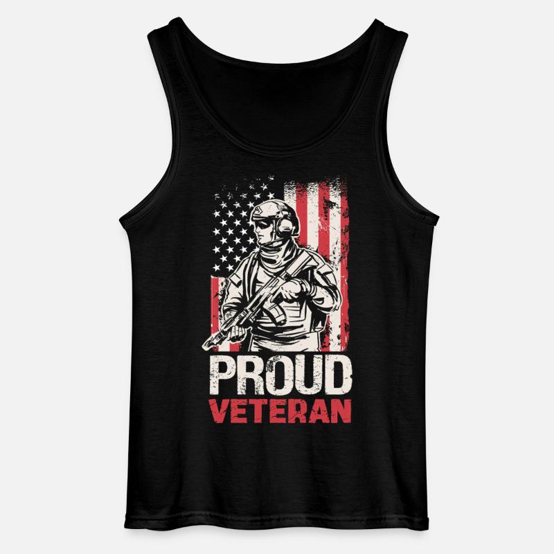 Stolzer Veteran mit US-Flagge - Gildan Männer Tank Top - Schwarz