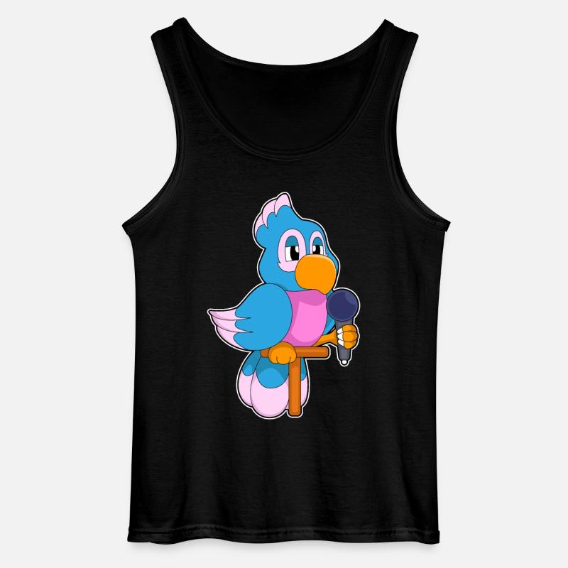 Parrot Singer Microphone - Gildan Men’s Tank Top - black