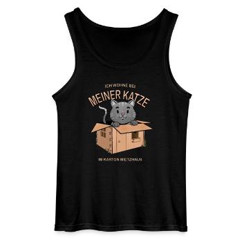 Ich wohne bei meiner Katze, Miezhaus - Gildan Männer Tank Top - Schwarz - Vorne - AI Model Male 185 dark (185cm)