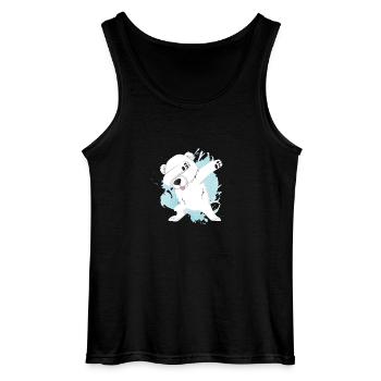 Christmas Polar Bear Dab Polar Bear Dabbing - Gildan Men’s Tank Top - black - Front - AI Model Male 185 dark (185cm)