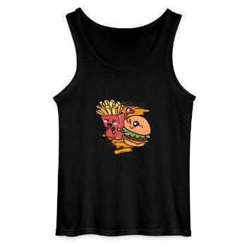 Burger Pommes Fritten Liebe Valentinstag - Gildan Männer Tank Top - Schwarz - Vorne - AI Model Male 185 dark (185cm)