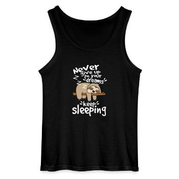 Sloth give up your dreams - Gildan Men’s Tank Top - black - Front - AI Model Male 185 dark (185cm)