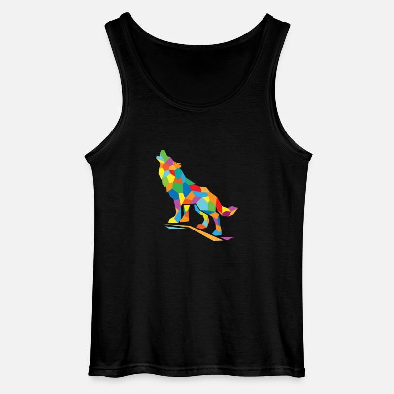 Wolf Polygon - Gildan Männer Tank Top - Schwarz
