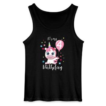 Ich bin schon 4 Einhorn Geburtstag Luftballon Süß - Gildan Männer Tank Top - Schwarz - Vorne - AI Model Male 185 dark (185cm)