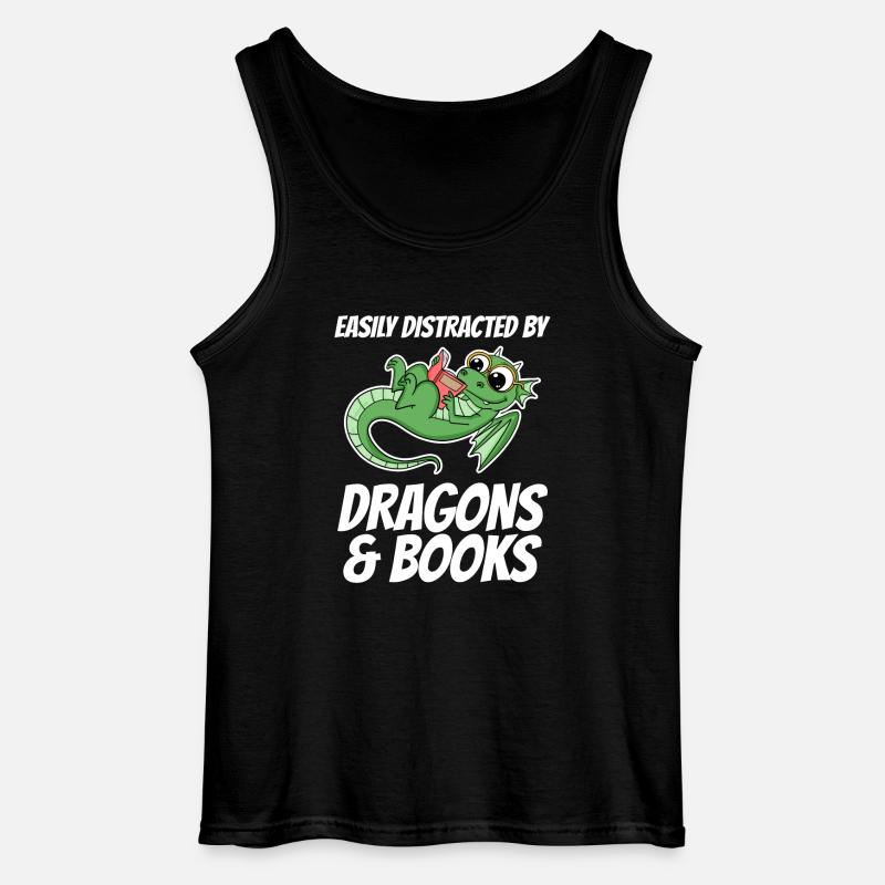 Buch Bücher Drache Drachen Geschenk - Gildan Männer Tank Top - Schwarz