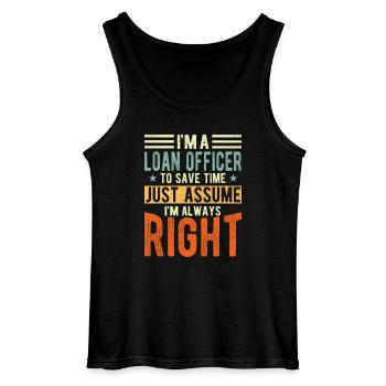 Loan Officer - Gildan Men’s Tank Top - black - Front - AI Model Male 185 dark (185cm)