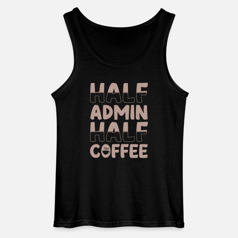 Halb Admin Halb Kaffee - Gildan Männer Tank Top - Schwarz