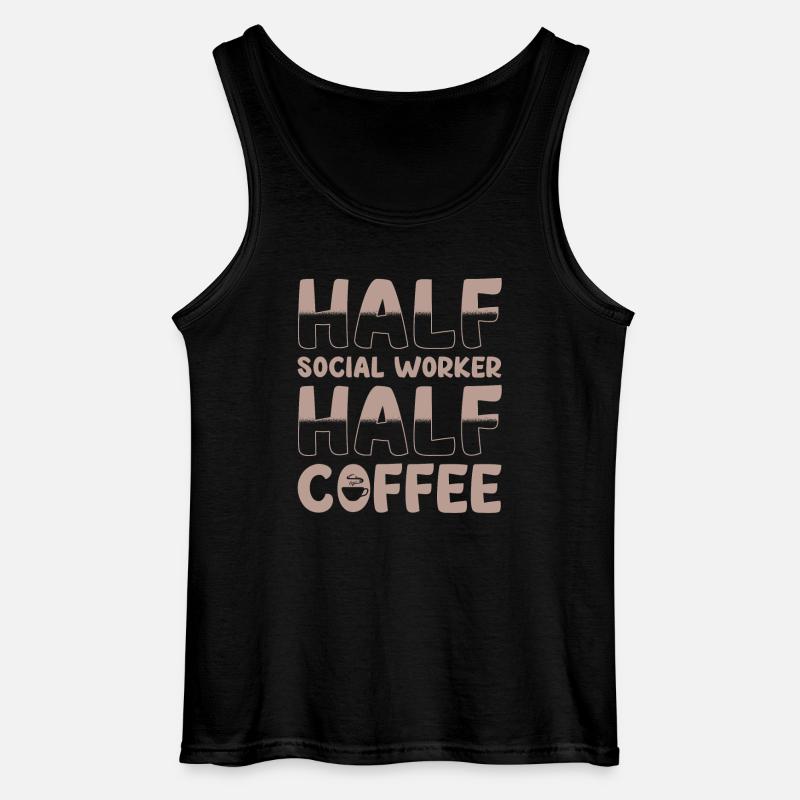 Halb Sozialarbeiter Halb Kaffee - Gildan Männer Tank Top - Schwarz