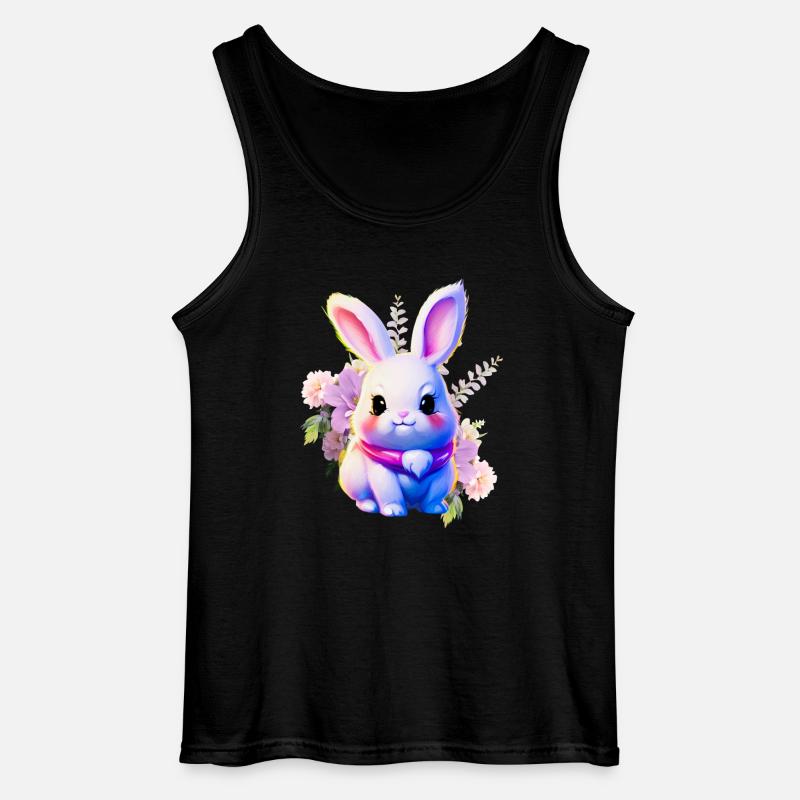Flowers Easter Bunny Cute Bunny - Gildan Men’s Tank Top - black
