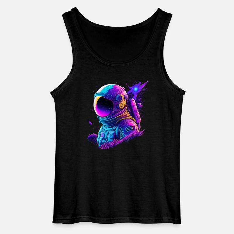 Synthwave Astronaut Space Explorer - Gildan Männer Tank Top - Schwarz