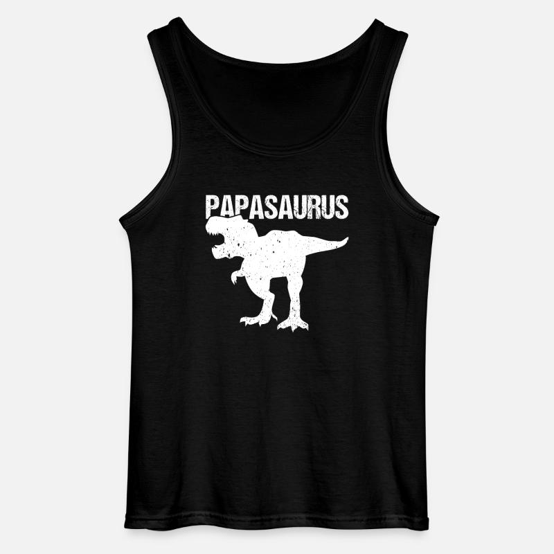 Papa Vater Dino Dinosaurier Papasaurus - Gildan Männer Tank Top - Schwarz