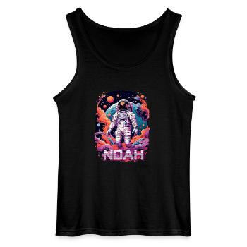 NOAH - Beautiful boy name with cool astronaut - Gildan Men’s Tank Top - black - Front - AI Model Male 185 dark (185cm)