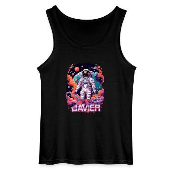 JAVIER - Schöner Jungen Name mit coolem Astronaut - Gildan Männer Tank Top - Schwarz - Vorne - AI Model Male 185 dark (185cm)